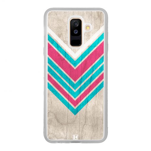 Coque Galaxy A6 Plus – Chevron on white wood