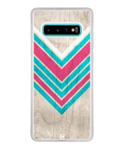 Coque Galaxy S10 Plus – Chevron on white wood