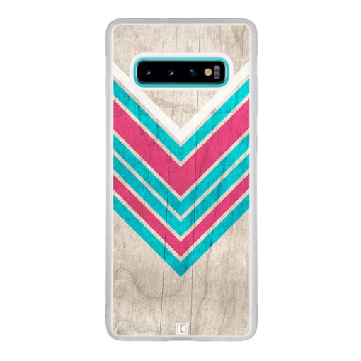 Coque Galaxy S10 Plus – Chevron on white wood