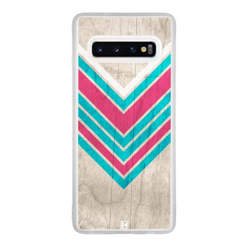 Coque Galaxy S10 – Chevron on white wood