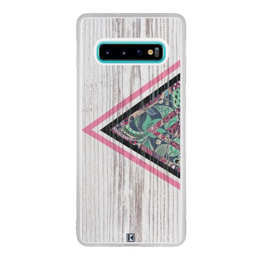 Coque Galaxy S10 Plus – Triangle on white wood