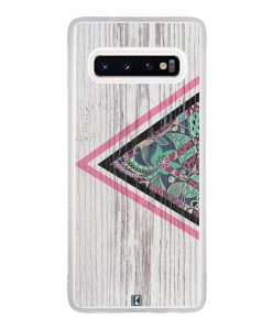 Coque Galaxy S10 – Triangle on white wood