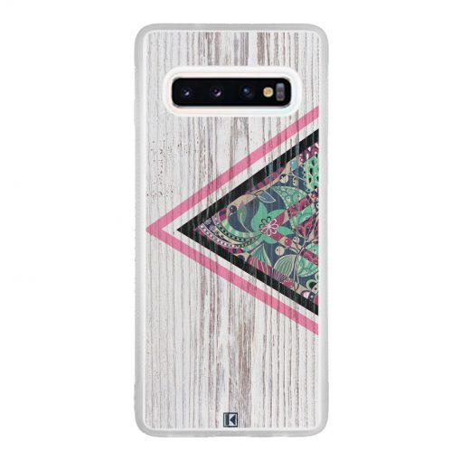 Coque Galaxy S10 – Triangle on white wood