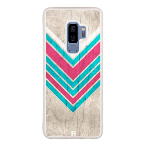 Coque Galaxy S9 Plus – Chevron on white wood