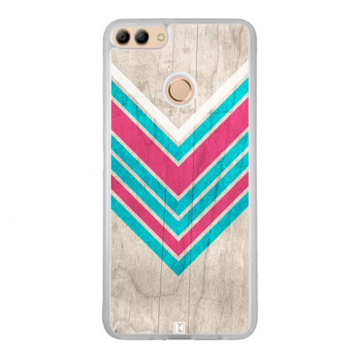 Coque Huawei Y9 2018 – Chevron on white wood