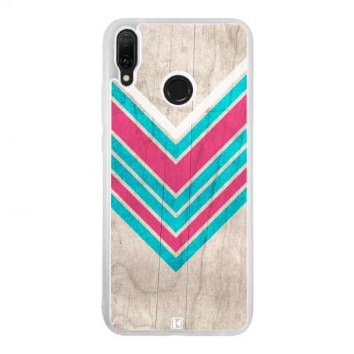 Coque Huawei Y9 2019 – Chevron on white wood