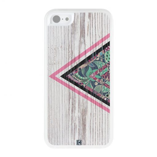 Coque iPhone 5c – Triangle on white wood