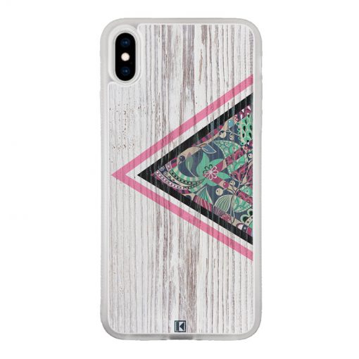 Coque iPhone X / Xs – Triangle on white wood