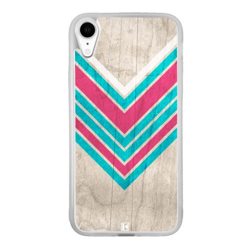 Coque iPhone Xr – Chevron on white wood