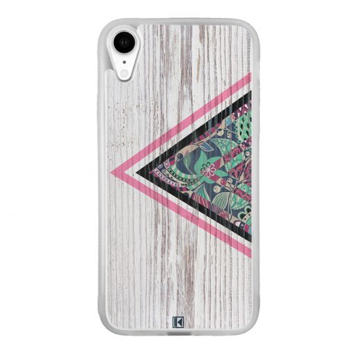 Coque iPhone Xr – Triangle on white wood