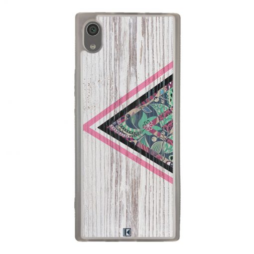 Coque Xperia XA1 – Triangle on white wood