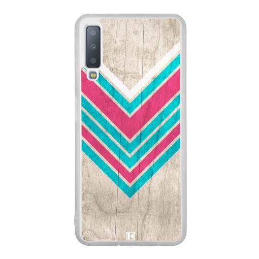 Coque Galaxy A7 2018 – Chevron on white wood