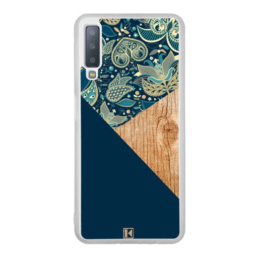 Coque Galaxy A7 2018 – Graphic wood bleu