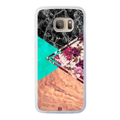 Coque Galaxy S7 Edge – Floral marble