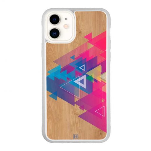 Coque iPhone 11 – Multi triangle on wood