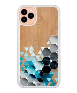 Coque iPhone 11 Pro – Blue triangles on wood