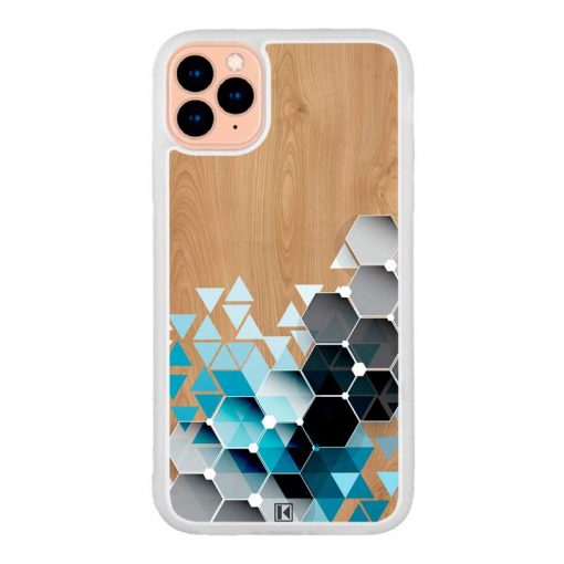 Coque iPhone 11 Pro – Blue triangles on wood