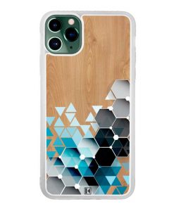 Coque iPhone 11 Pro Max – Blue triangles on wood