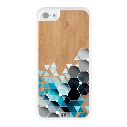 Coque iPhone 5c – Blue triangles on wood