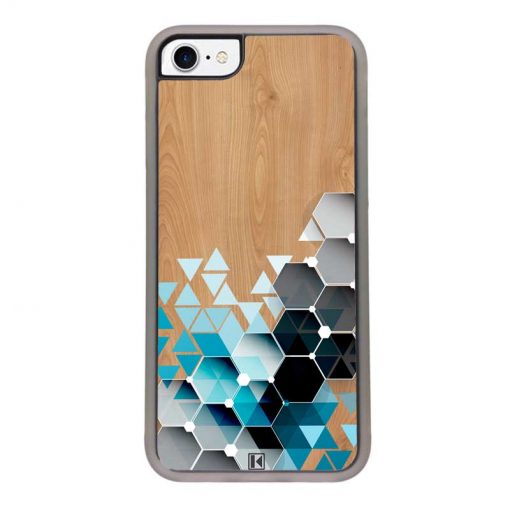 Coque iPhone 7 / 8 – Blue triangles on wood