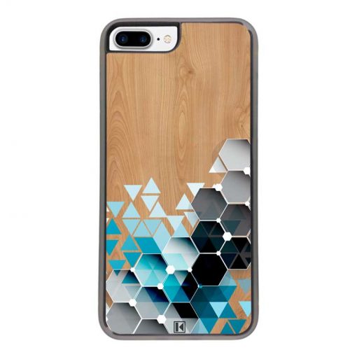 Coque iPhone 7 Plus / 8 Plus – Blue triangles on wood