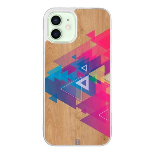 Coque iPhone 12 / 12 Pro – Multi triangle on wood