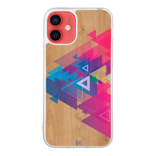 Coque iPhone 12 Mini – Multi triangle on wood
