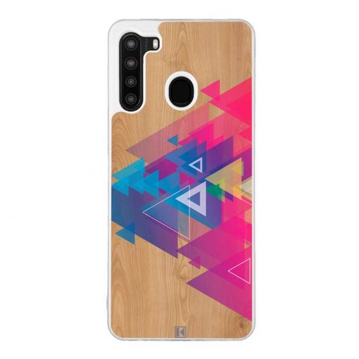 Coque Galaxy A21 – Multi triangle on wood