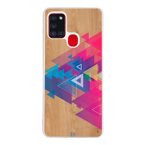 Coque Galaxy A21s – Multi triangle on wood