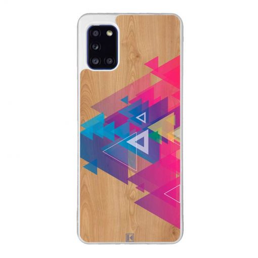 Coque Galaxy A31 – Multi triangle on wood