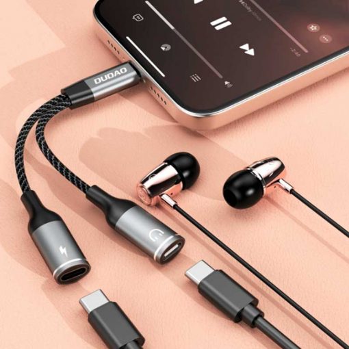 theklips-adaptateur-2-en-1-usb-c-dudao-l13c+-gris-2