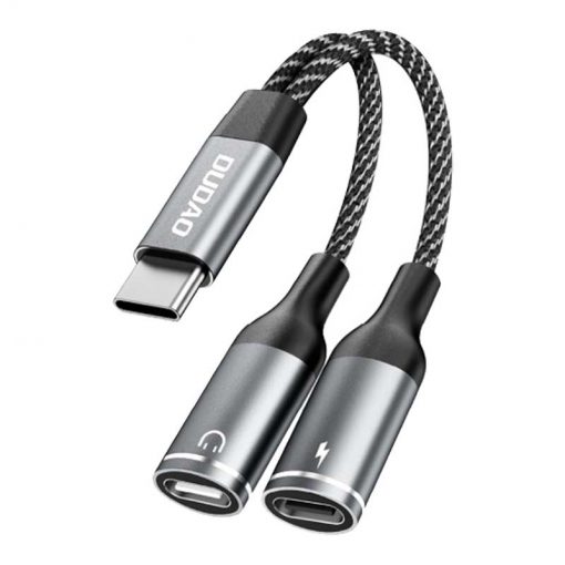 theklips-adaptateur-2-en-1-usb-c-dudao-l13c+-gris