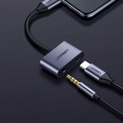 theklips-adaptateur-usb-c-vers-usb-c-mini-jack-3.5-mm-ugreen-cm193-gris-2