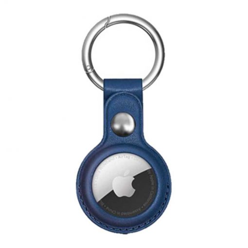 theklips-coque-airtag-simili-cuir-bleu